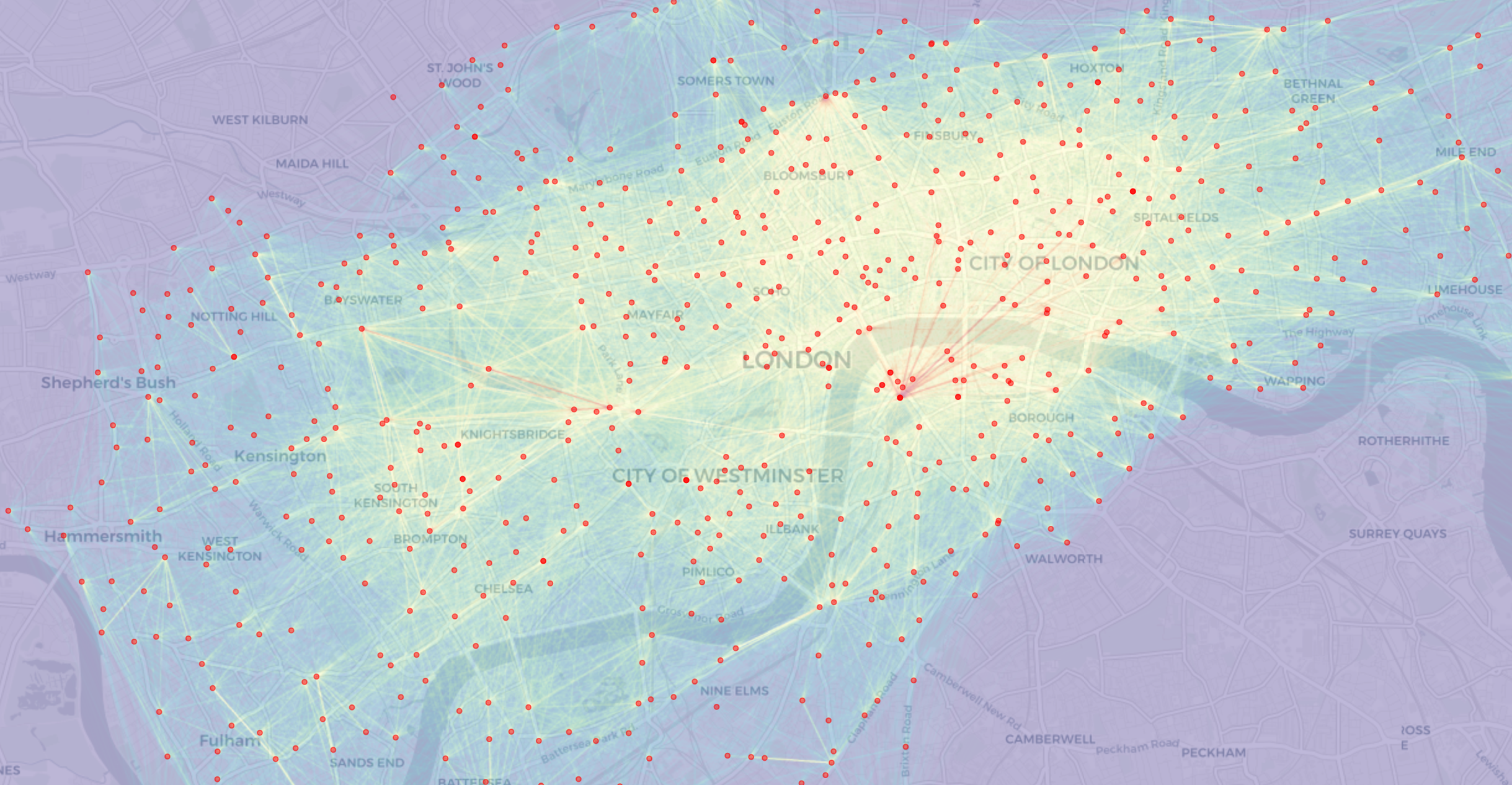 TfL Santander Bikes 2018 route utilisation map